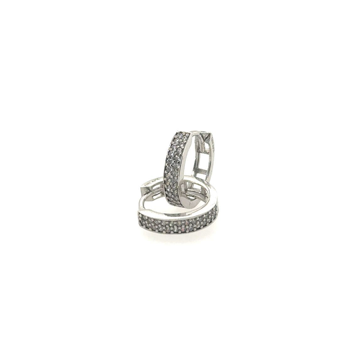 HUGGIES OR BLANC  10KT, CZ ,  9.5MM INT