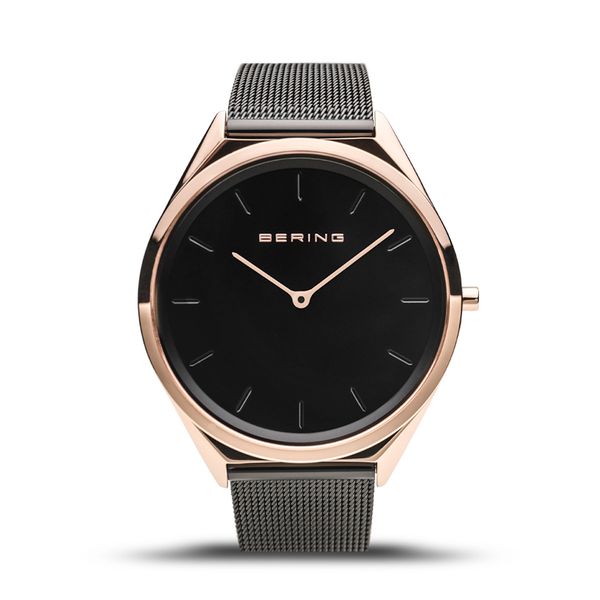 MONTRE FEMME, NOIRE, BOITIER ROSÉ