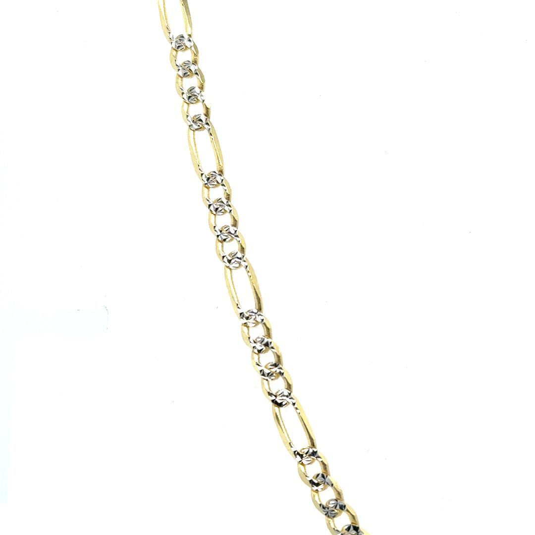 CHAINE FIGARO PAVÉ, 18'', 3MM, OR 10KT