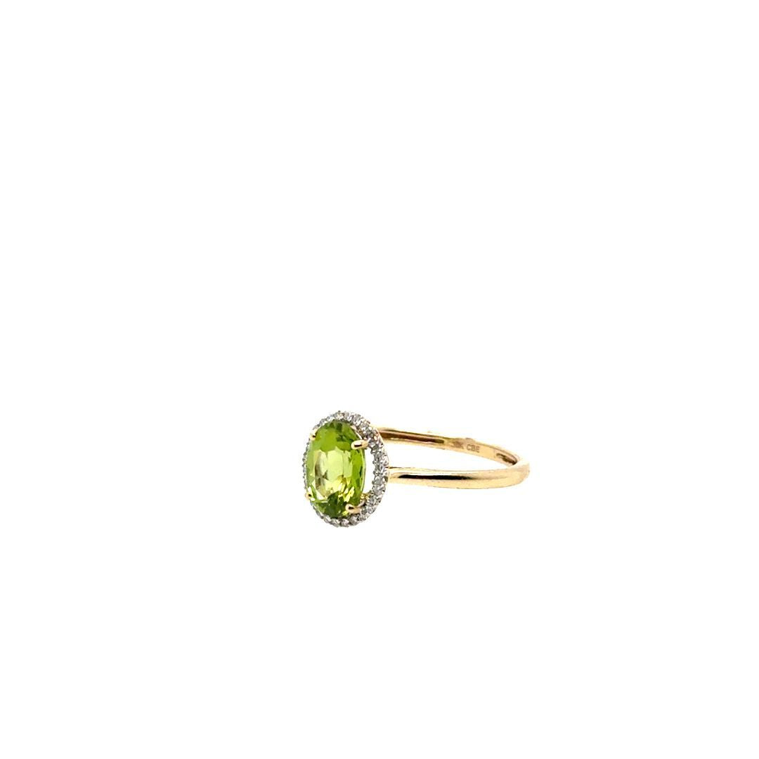 BAGUE OR 10KT, PÉRIDOT, DIAM.0.08CT