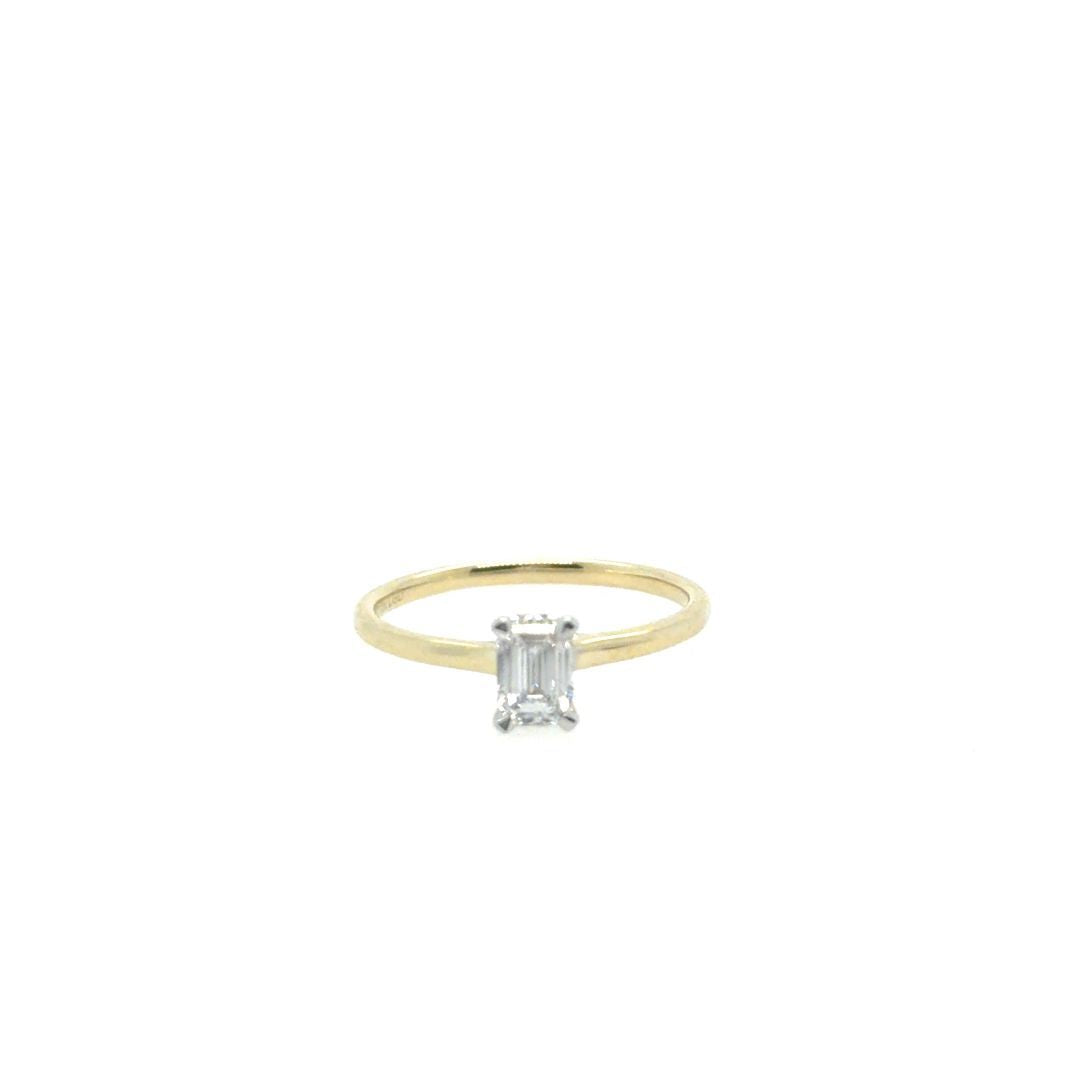 BAGUE OR 10KT, DIAM.LAB.EMER.050CT