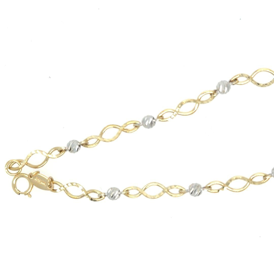 BRACELET 8INFINI /BOULES OR 2TONS 10KT,