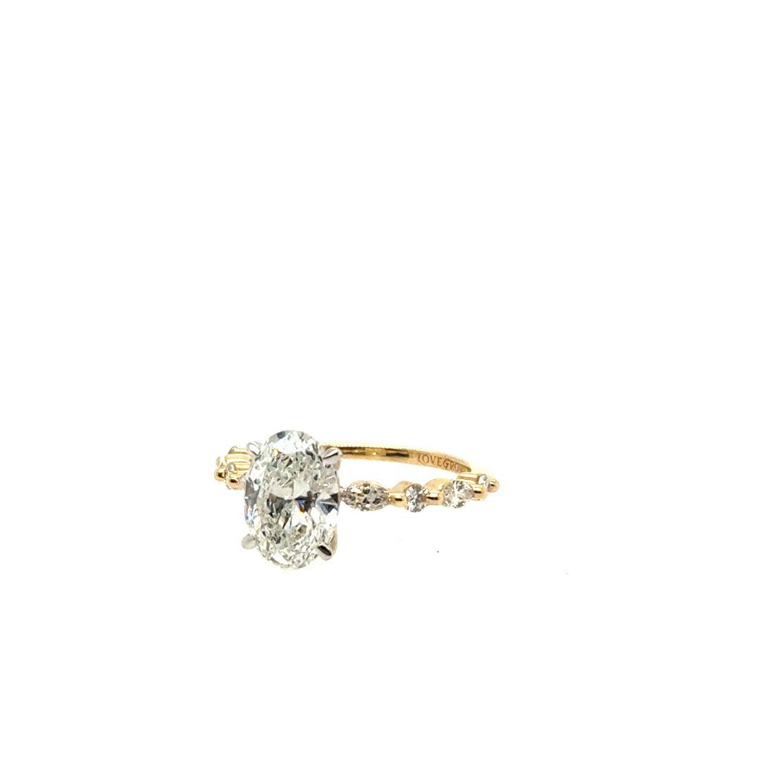 BAGUE OR 14KT, DIAM.LAB.2.38CARAT