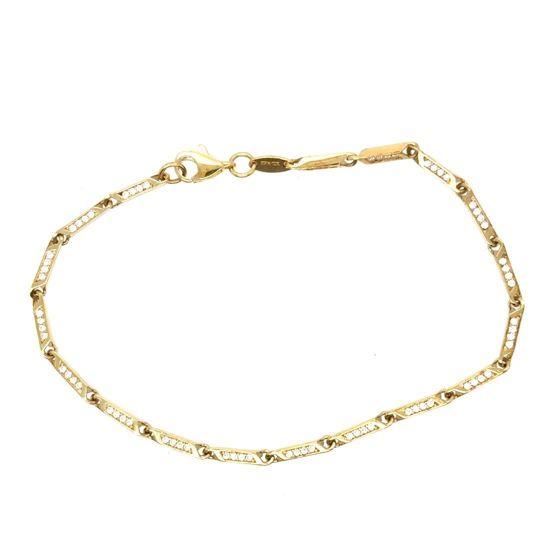 BR. PLAQUE CZ, OR JAUNE 10kt, 7.25''