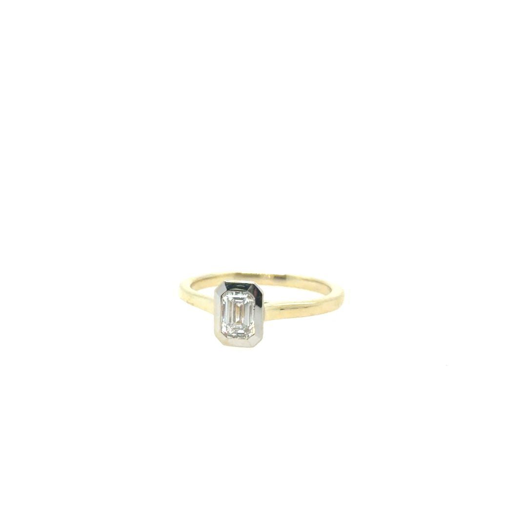 BAGUE OR 10KT, DIAM.LAB.EMER.050CT