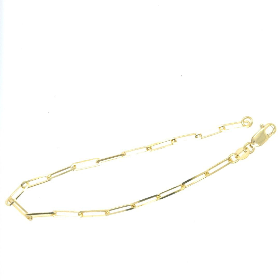 10KT YELLOW GOLD PAPER CLIP BRACELET, 7''