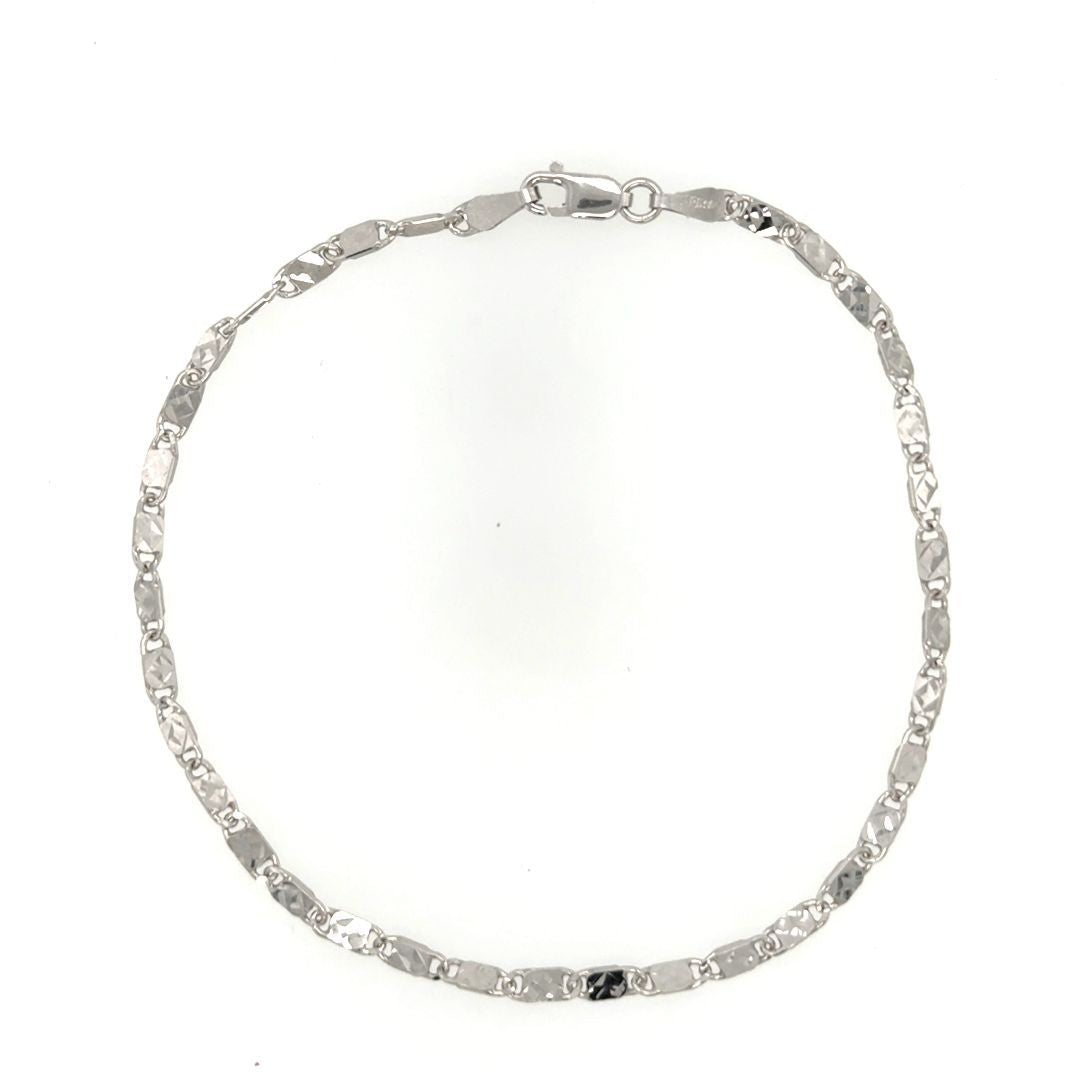 BRACELET MIROIR OR BLANC   2MM   7.5''