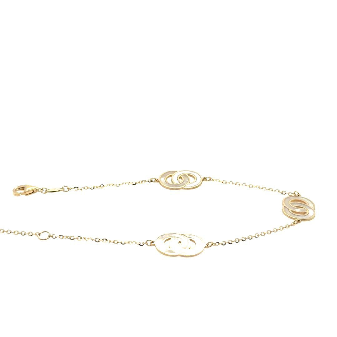 BRACELET 2 CIRCLES MOTHER-OF-PEARL, 10KT YELLOW GOLD