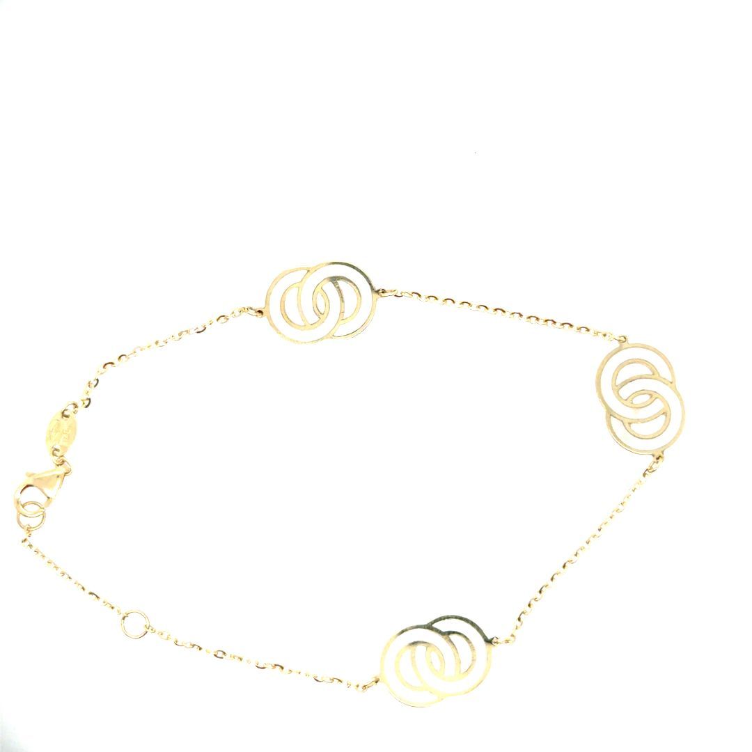 BRACELET 2 CIRCLES MOTHER-OF-PEARL, 10KT YELLOW GOLD