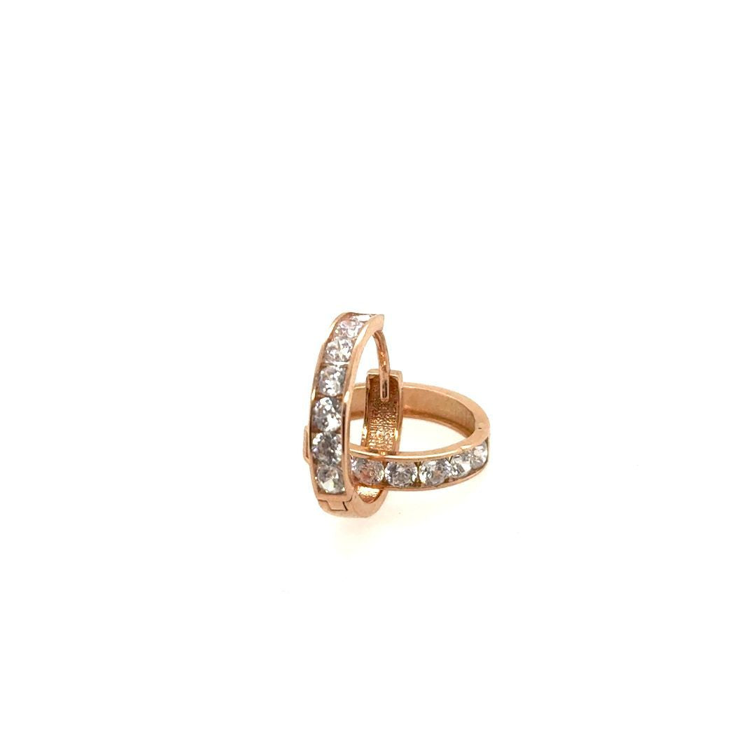 HUGGIES S.S OR ROSE 10KT, CZ,  13MM
