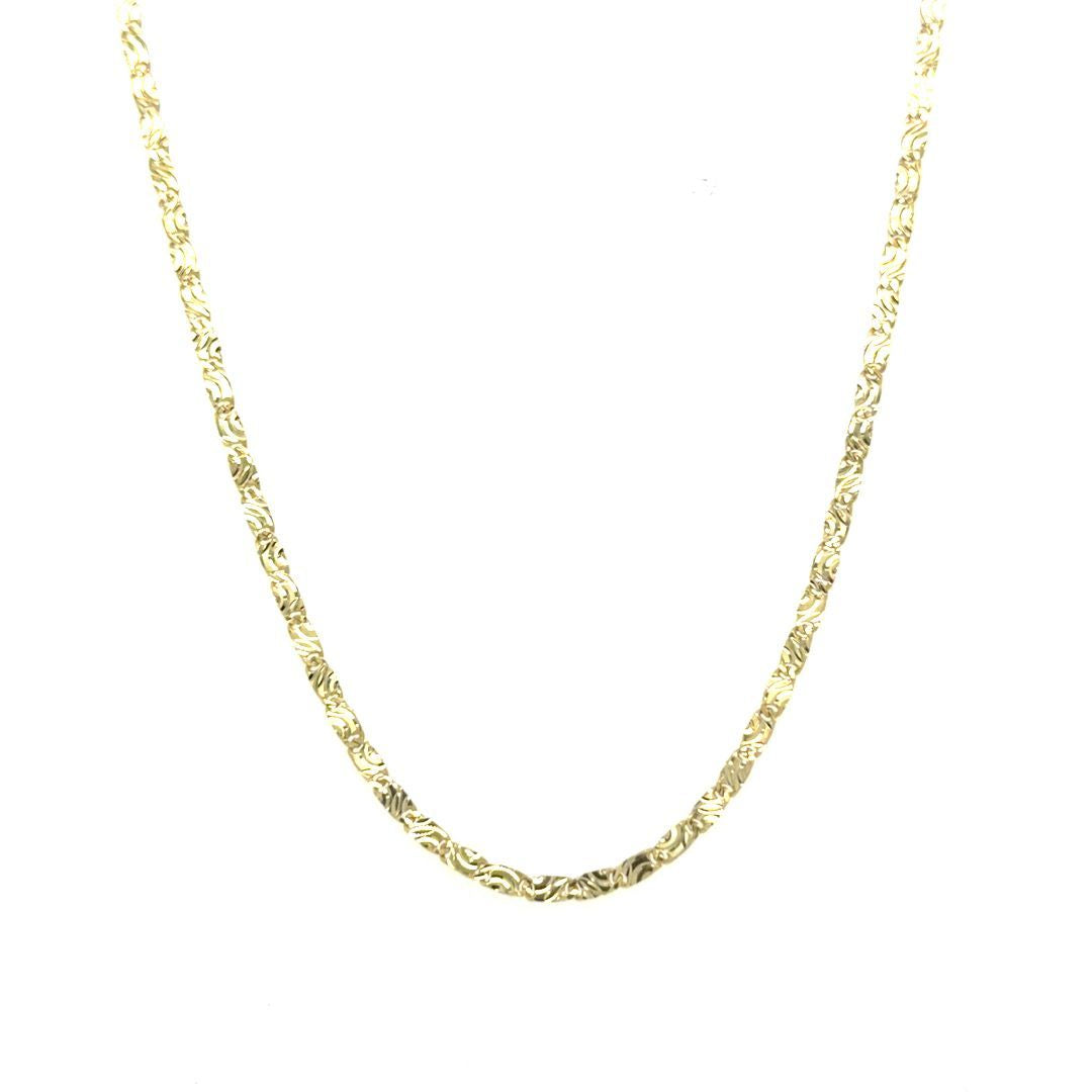 CHAINE MODE PLAT OR JAUNE 10KT, 16''