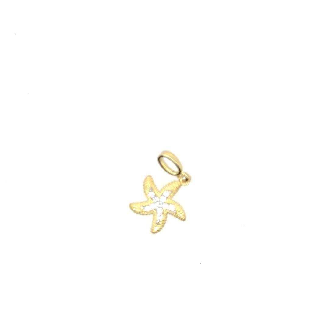 PEND. ÉTOILE DE MER OR JAUNE 10KT, CZ