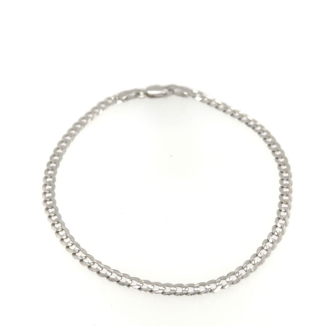 BRACELET CURB OR BLANC  7.5''