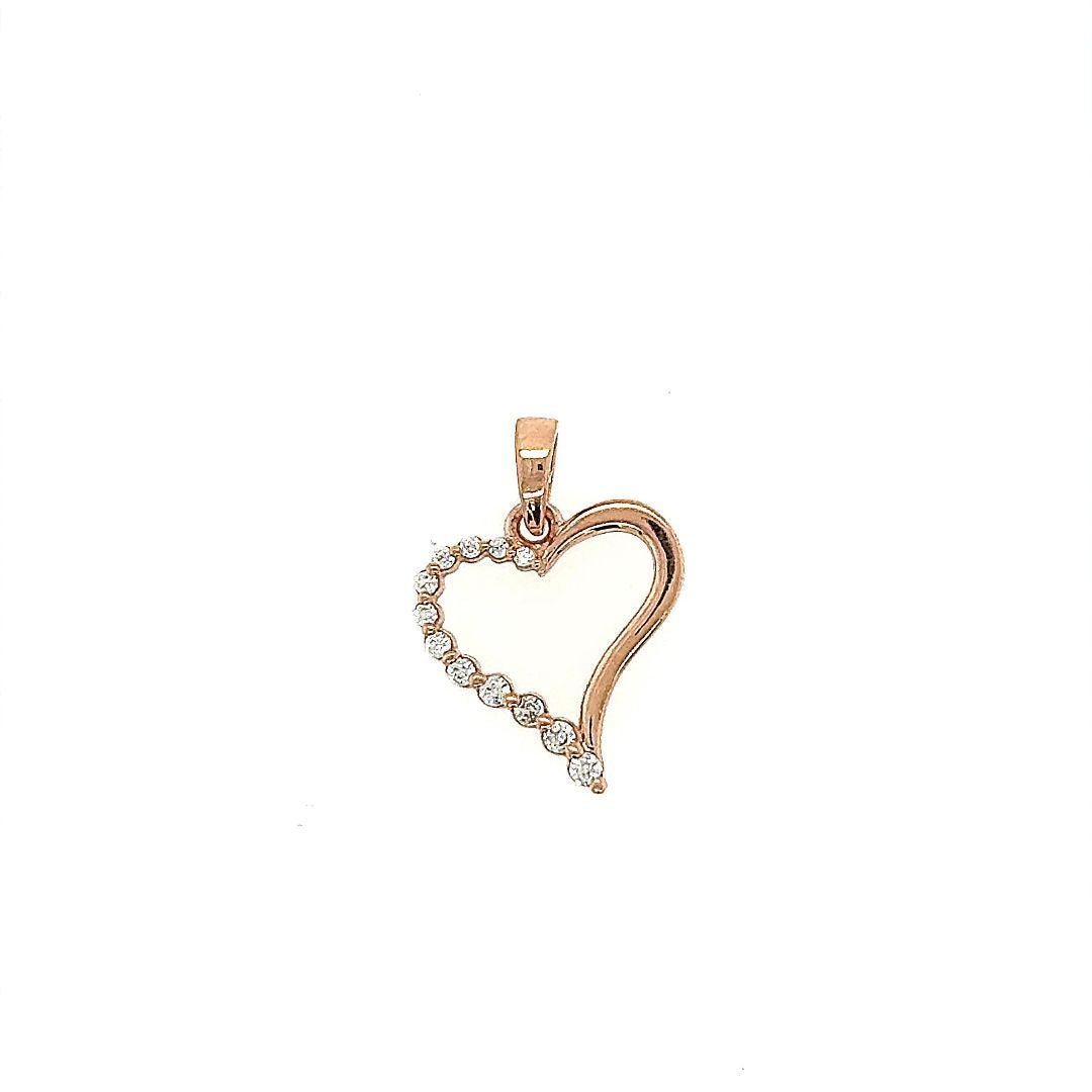 PENDENTIF COEUR OR ROSE CZ