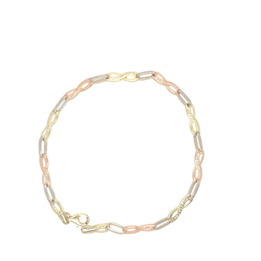 BRACELET, 8INFINI OR 3TONS 10KT, 7.5''