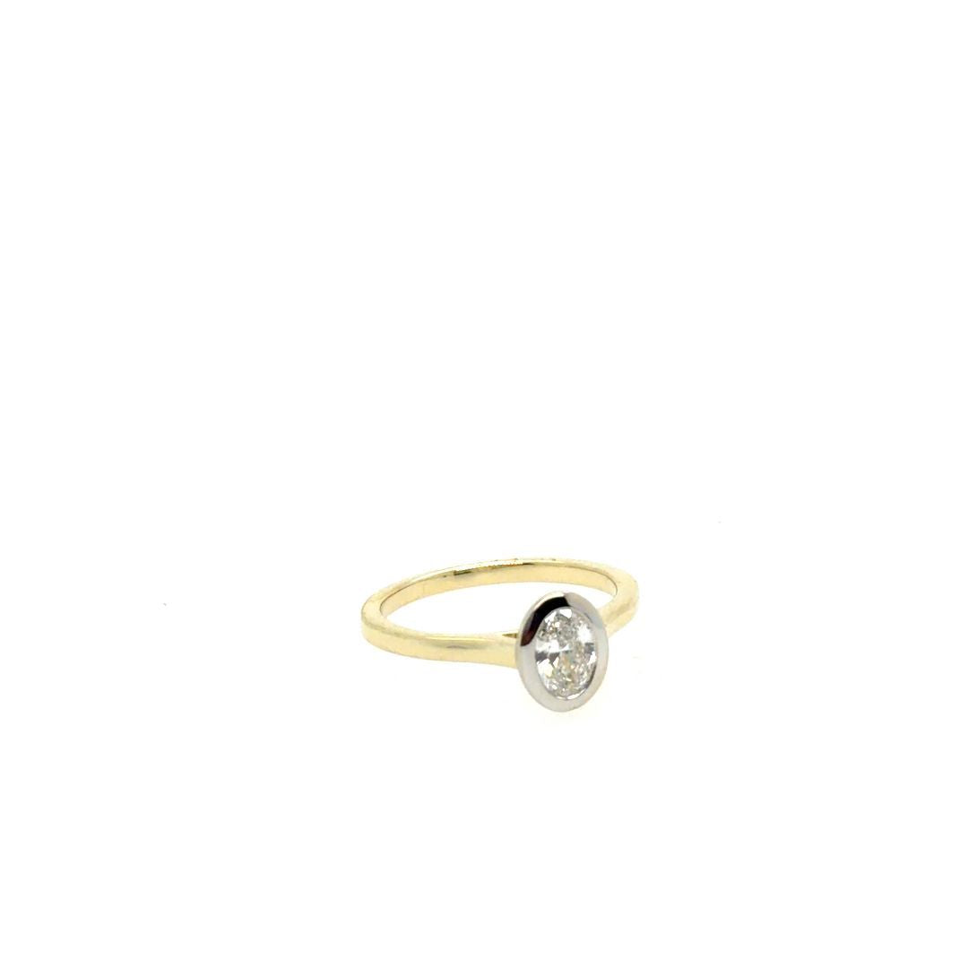 BAGUE OR 10KT, DIAM.LAB.OVAL.050CT