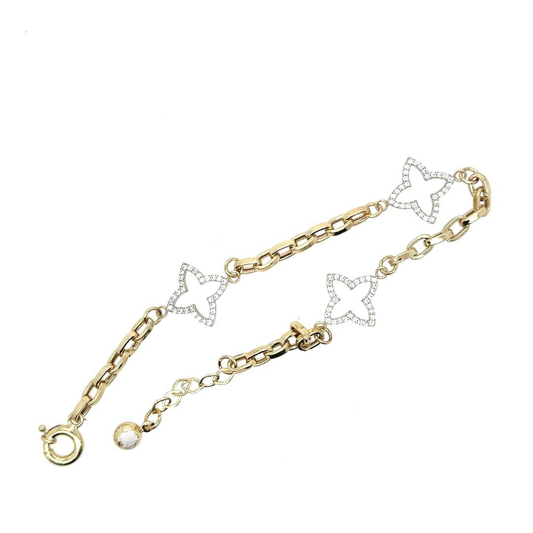 BRACELET 3ÉTOILES OR JAUNE 10KT, 8''