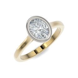 BAGUE OR 10KT, DIAM.LAB.OVAL.050CT