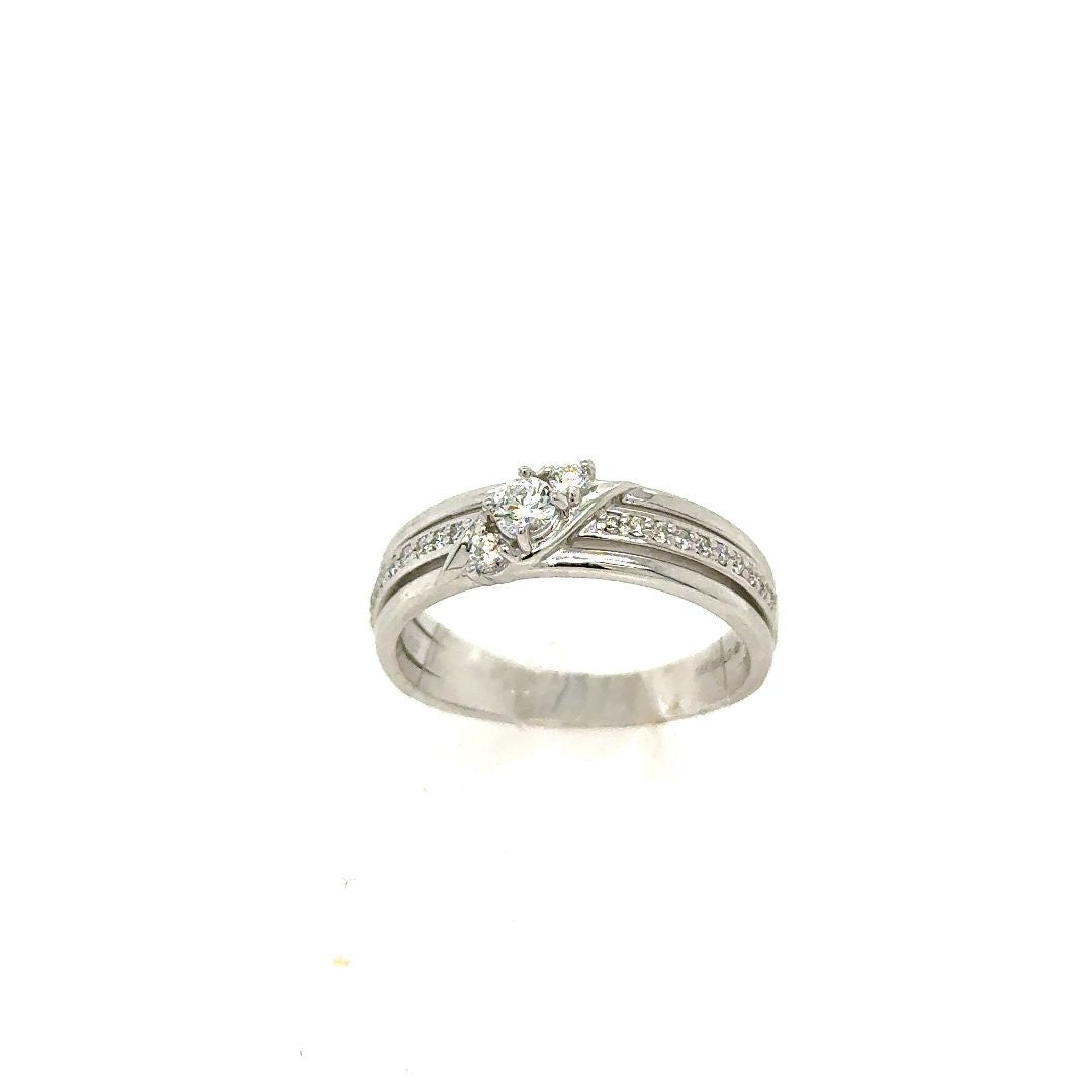 BAGUE OR BLANC 10KT, DIAM.LAB.0.026CT