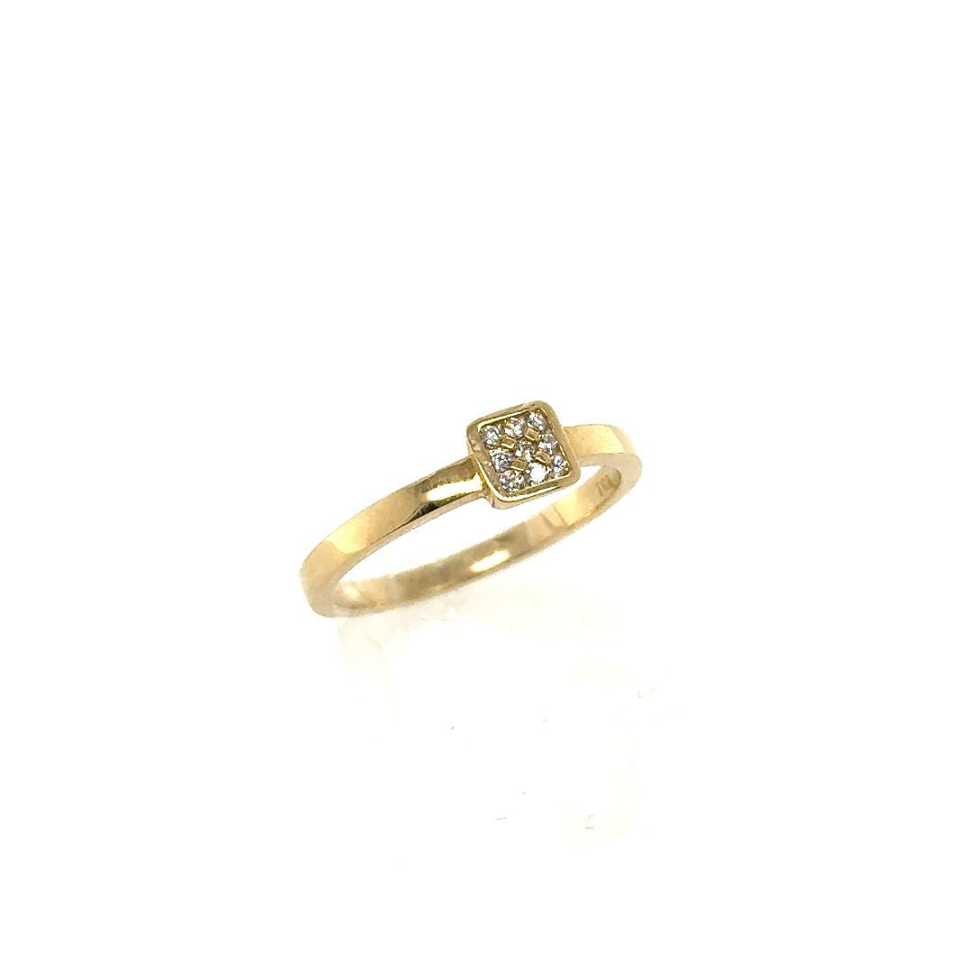 BAGUE SOLITAIRE OR 14KT, DIAM.0.12CT