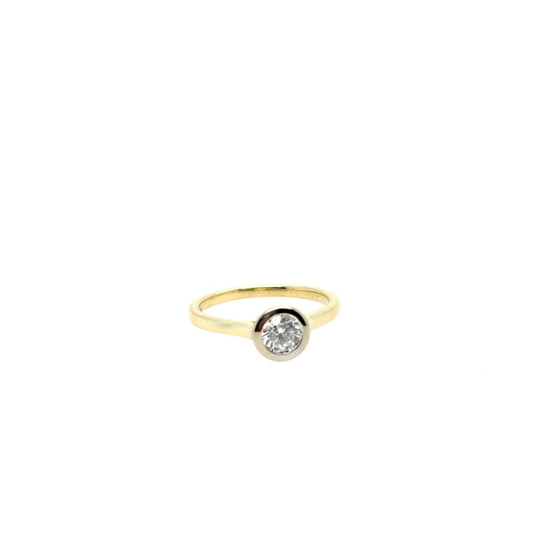 BAGUE OR 10KT, DIAM.LAB.ROND.050CT