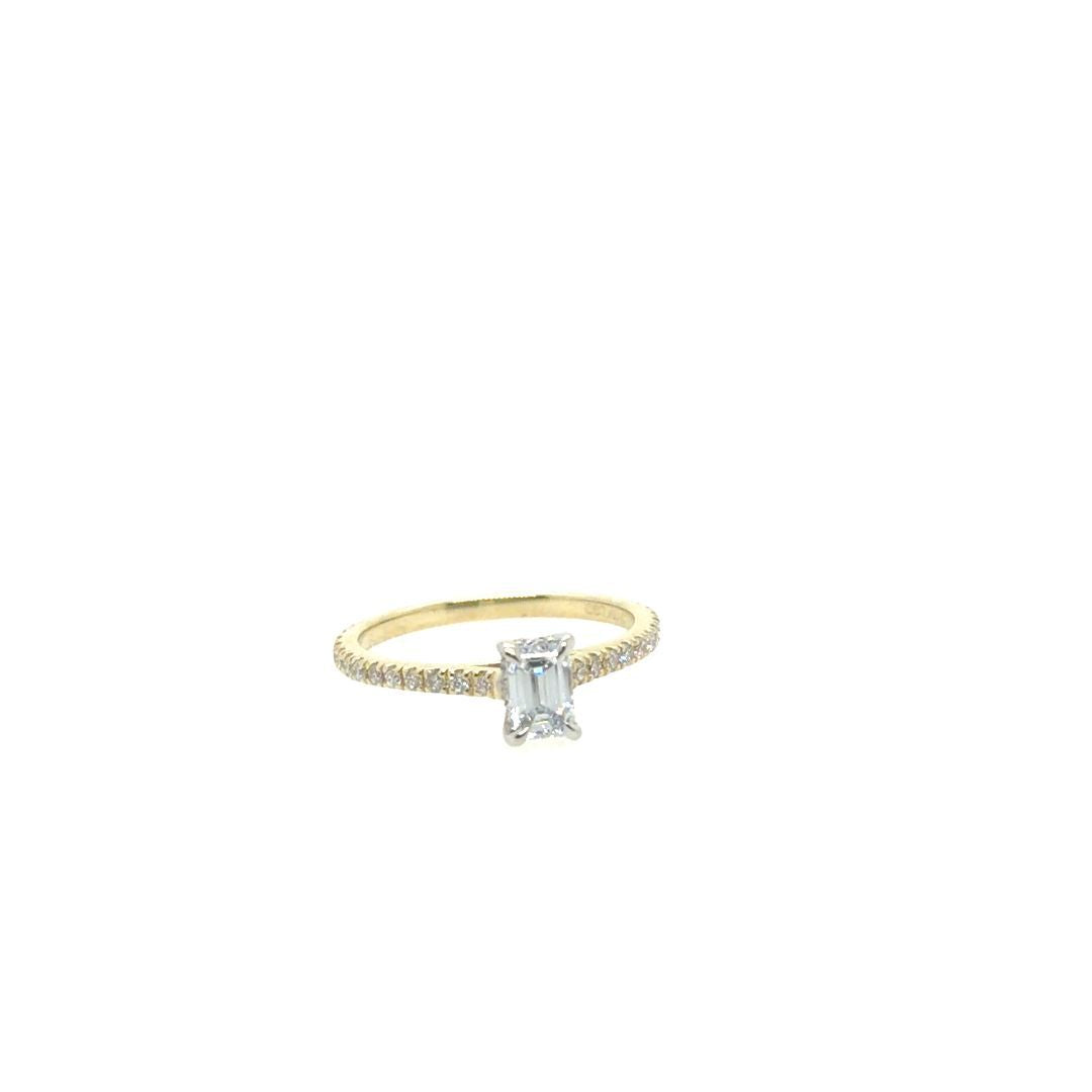 BAGUE OR 10KT, DIAM.LAB.EMER.050CT