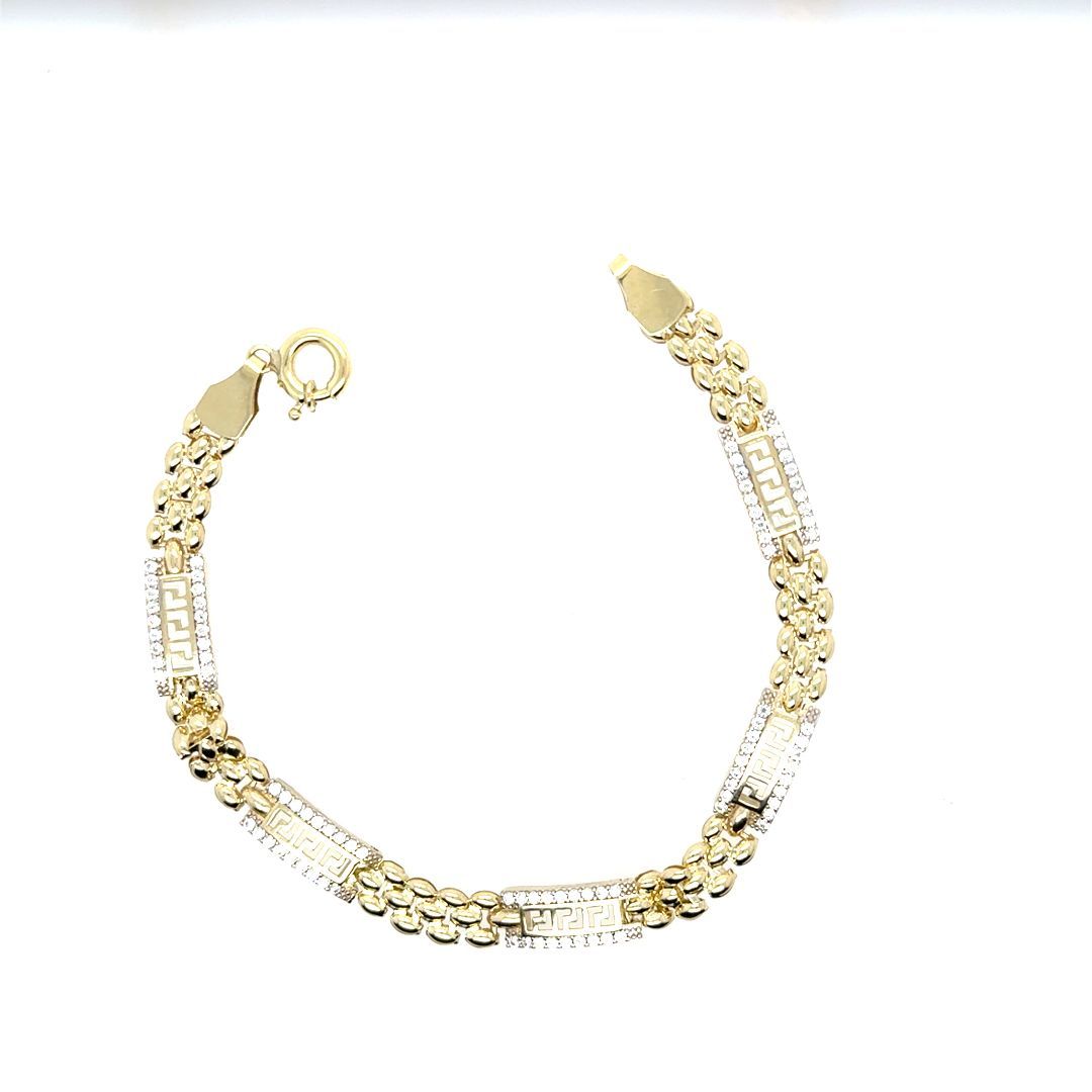 BR. 3VERSACES OR JAUNE 10KT, 8'', CZ