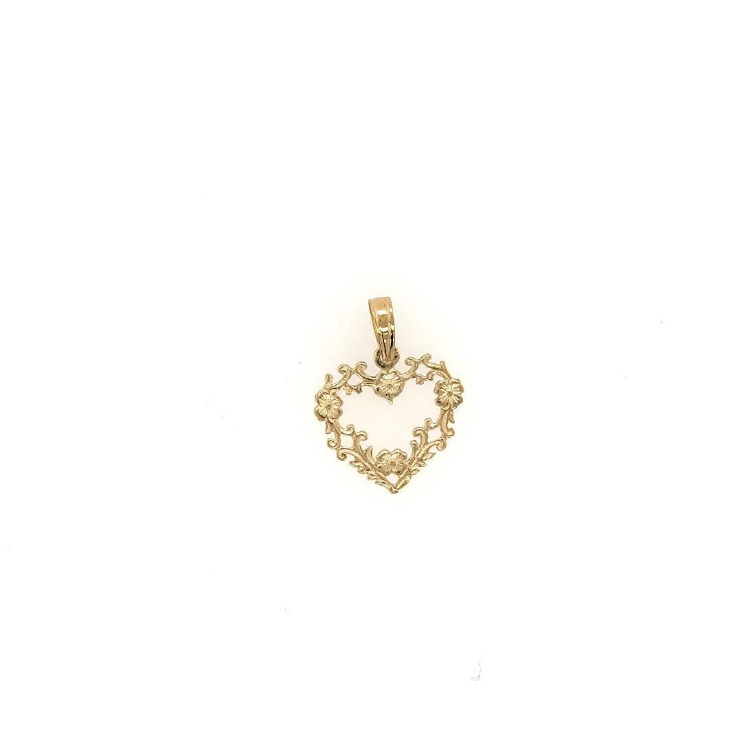 PEND.COEUR FRISÉ FLEUR OR JAUNE 14KT