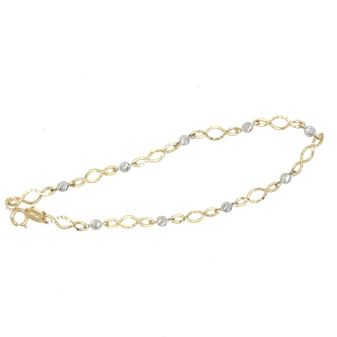 BRACELET 8INFINI /BOULES OR 2TONS 10KT,