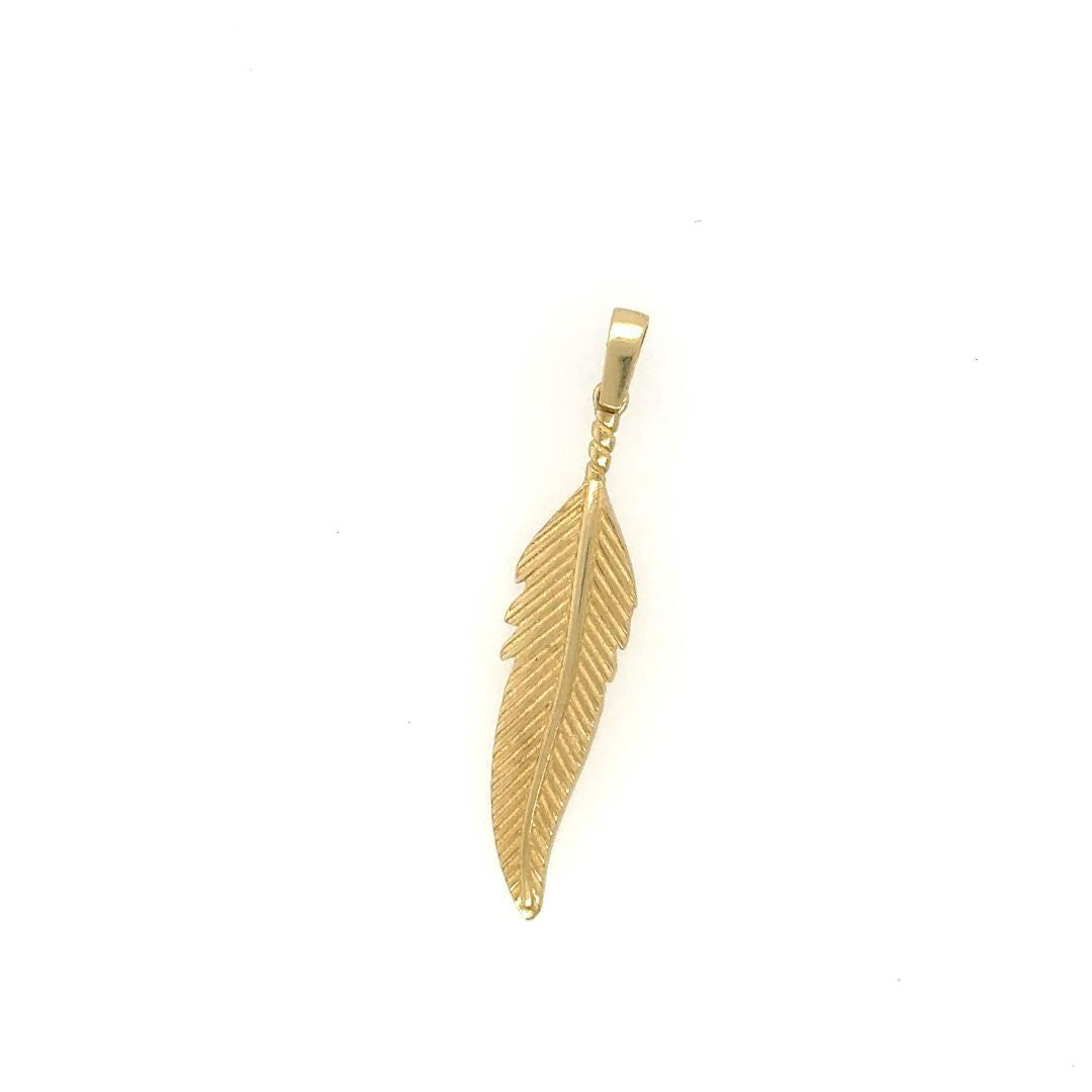 PENDENTIF PLUME OR JAUNE 10KT