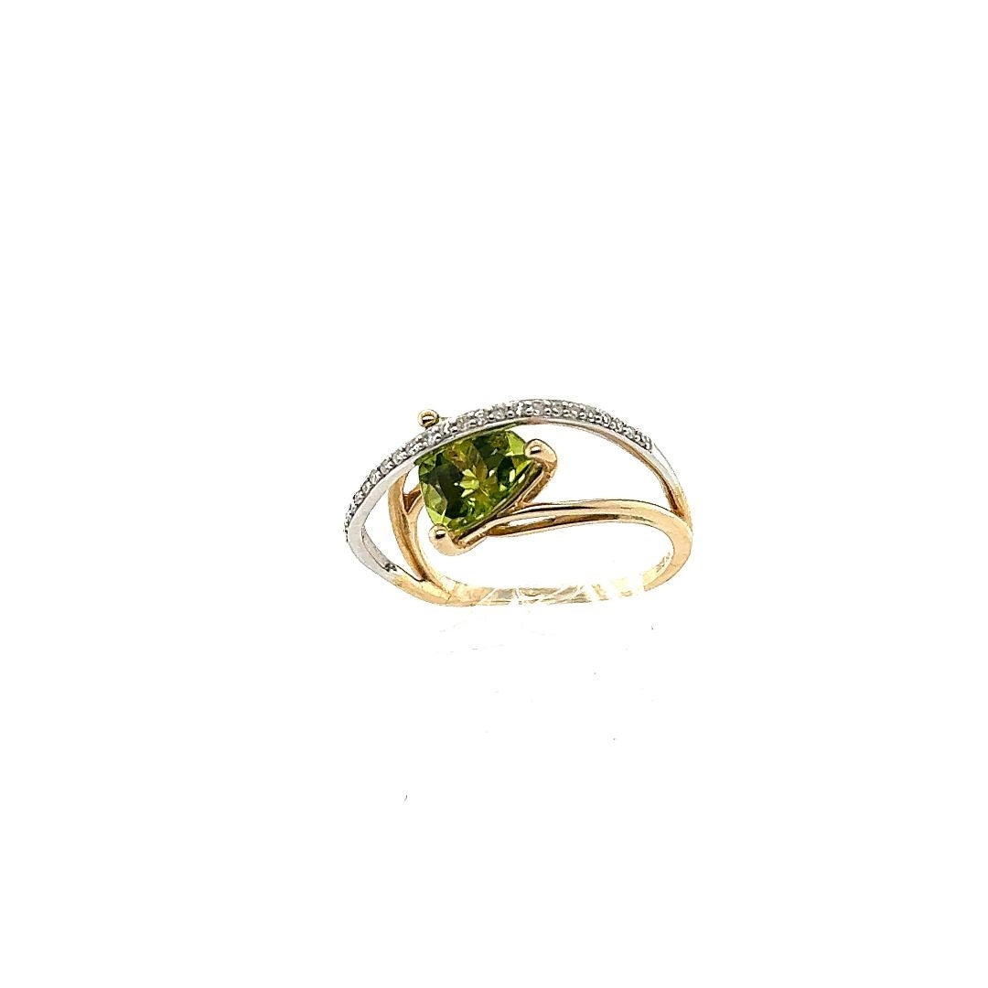 BAGUE PÉRIDOT OR JAUNE, DIAM.010CT