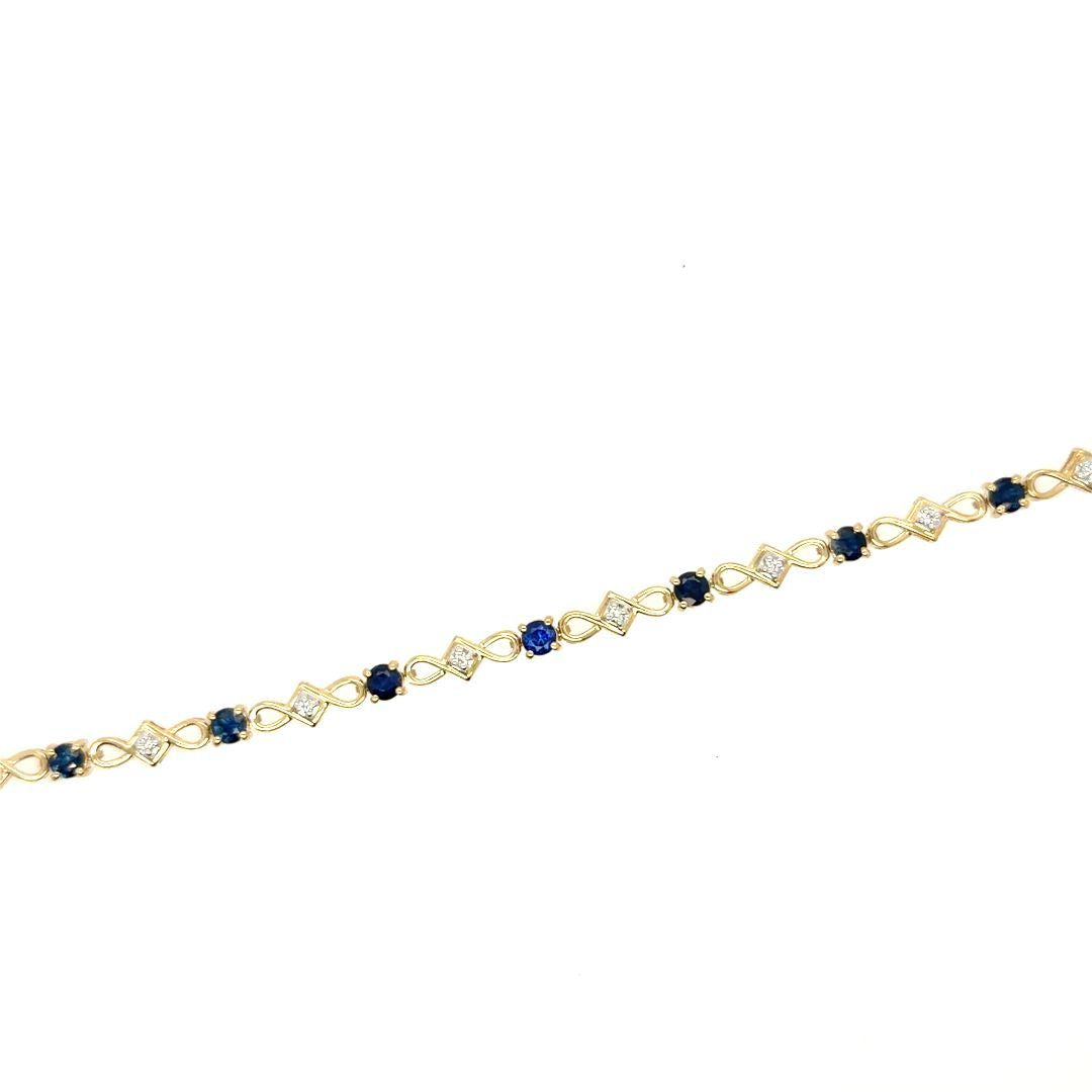 BR.OR JAUNE 14KT, SAPHIR, DIAM.010CT