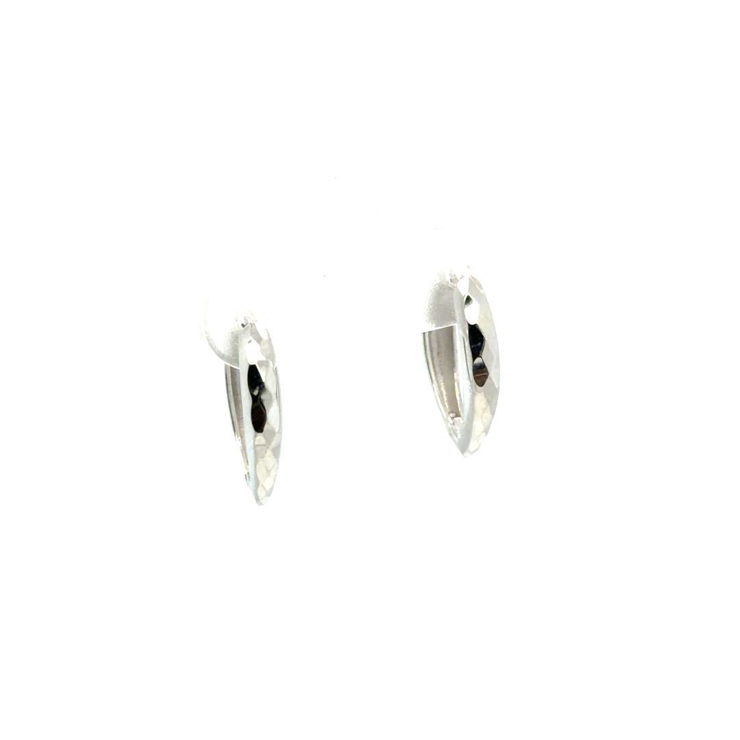 HUGGIE POINTU, OR BLANC 10KT