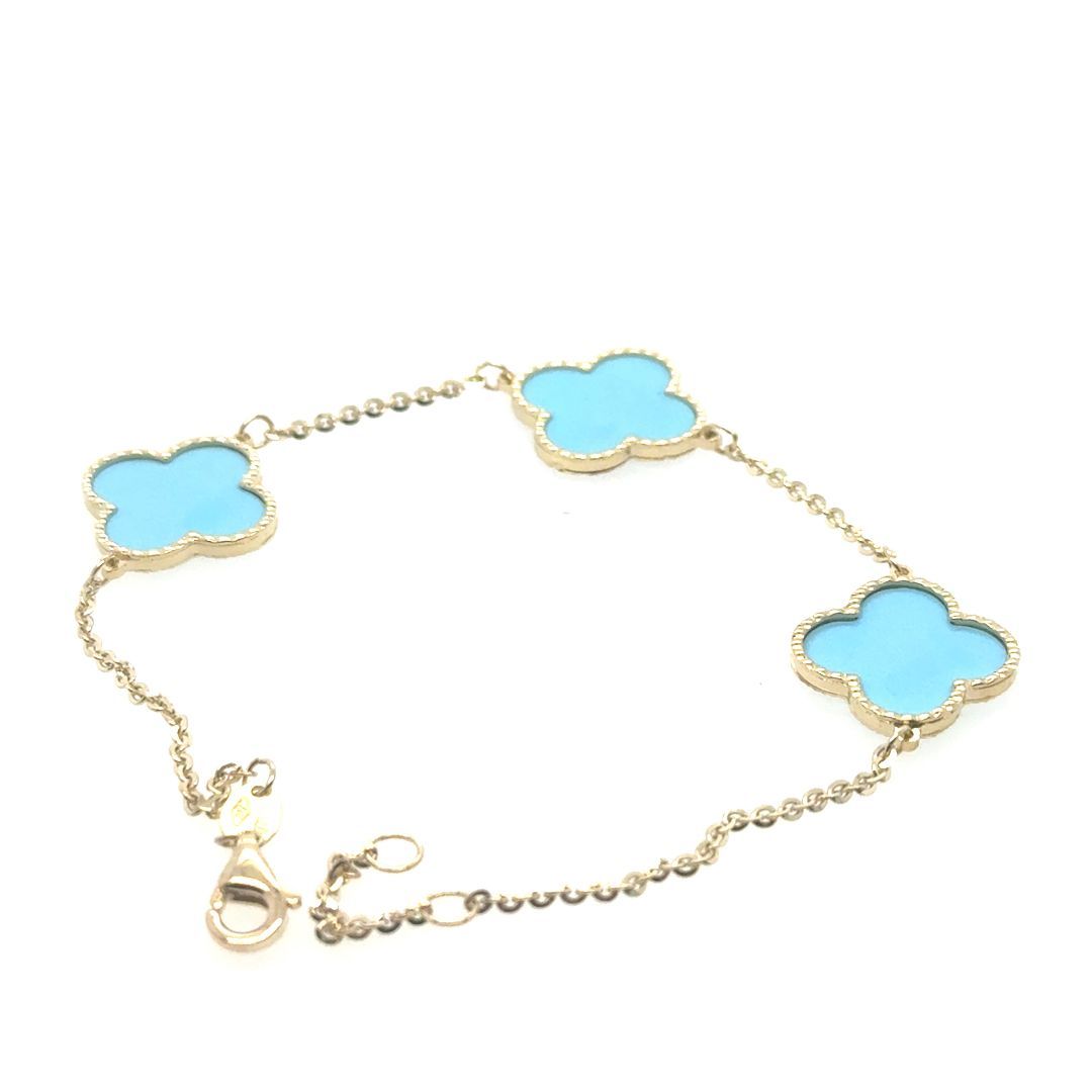 BRACELET TURQUOISE OR JAUNE 10KT