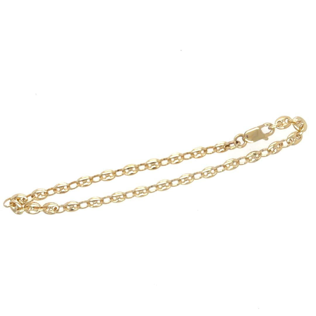 BRACELET MAILLES CAFÉ OR JAUNE, 7.5''