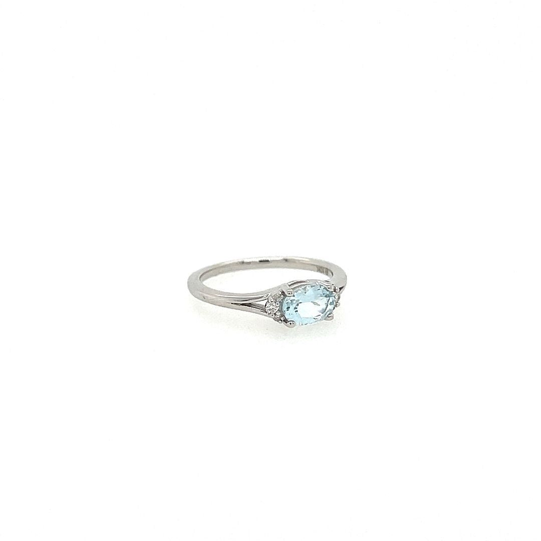 BAGUE AQUA, OR BLANC 10KT, DIAM.10CT