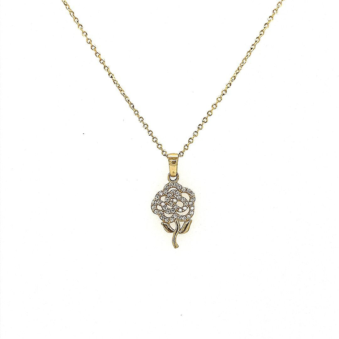 PENDENTIF FLEUR  CZ  OR  10KT