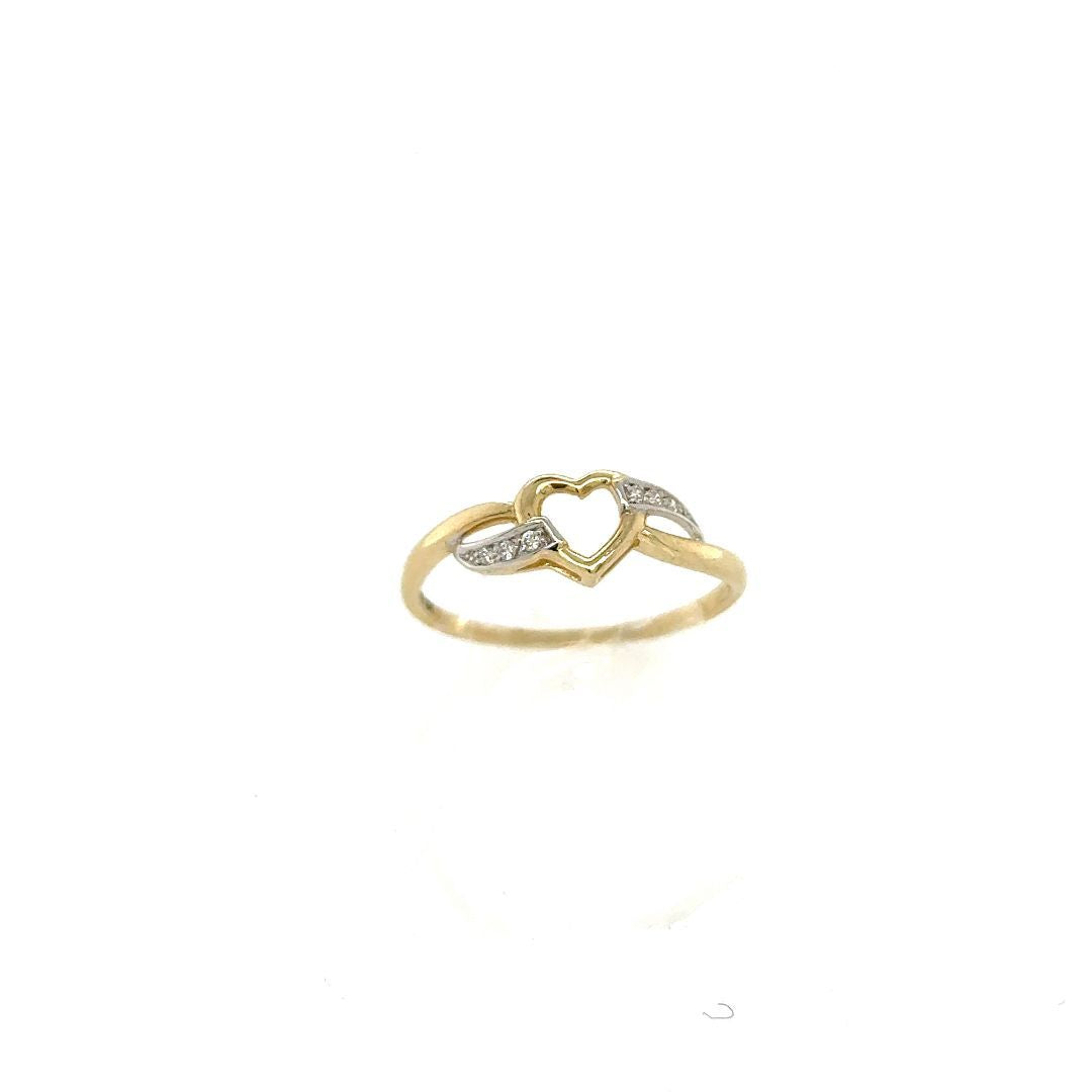 BAGUE OR JAUNE 10KT, COEUR, DIA.0.04CT