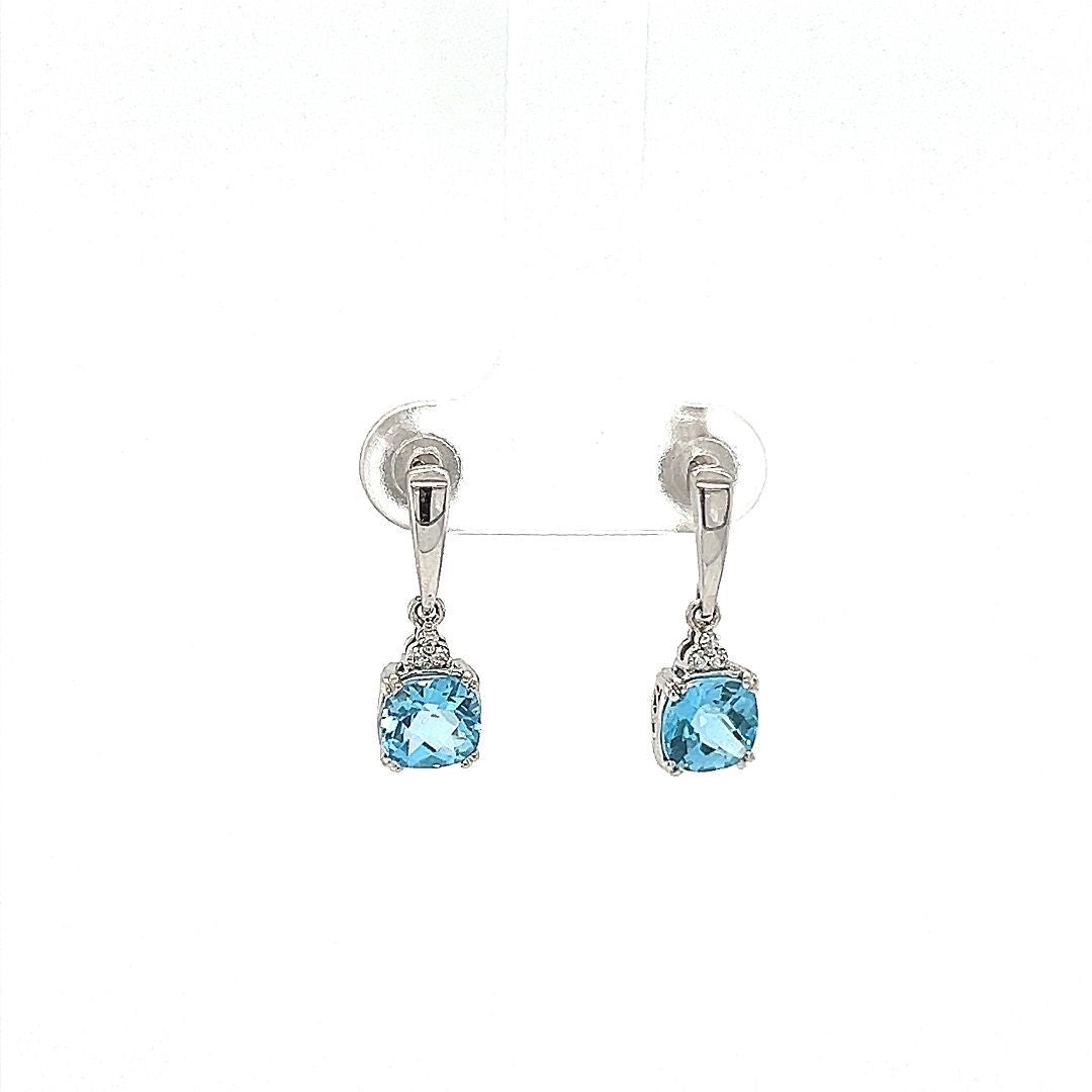 OR BLANC 10KT,TOPAZ BLEU, DIAM.010CT