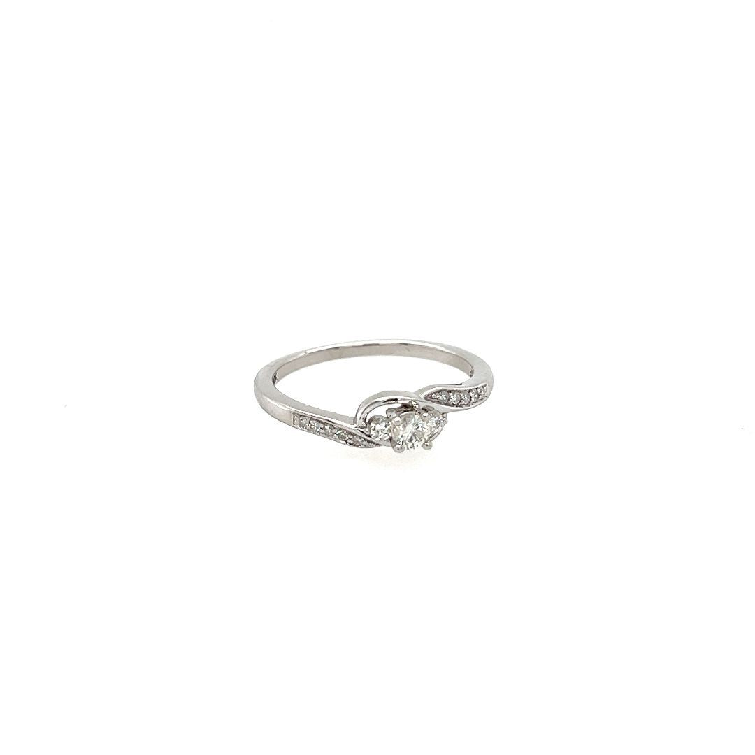 BAGUE OR BLANC 10 KT, DIAM.020CT