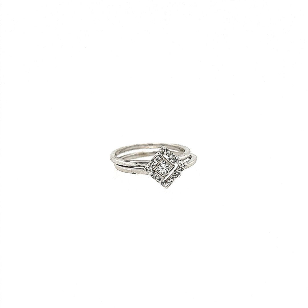 BAGUE OR BLANC 10KT, DIAM.CAN.15CT