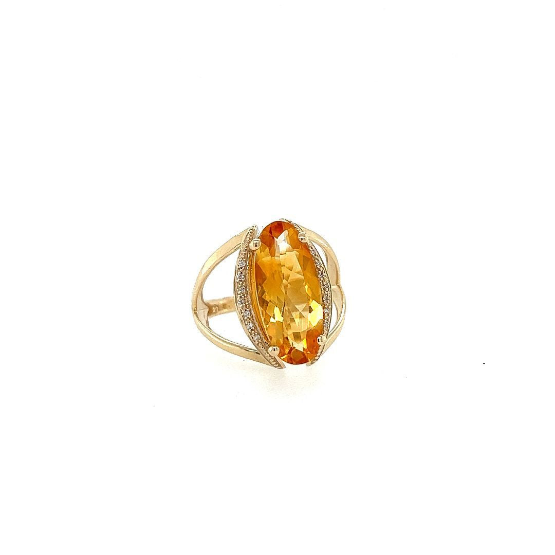 BAGUE CITRINE OR 10KT DIAM.04CT