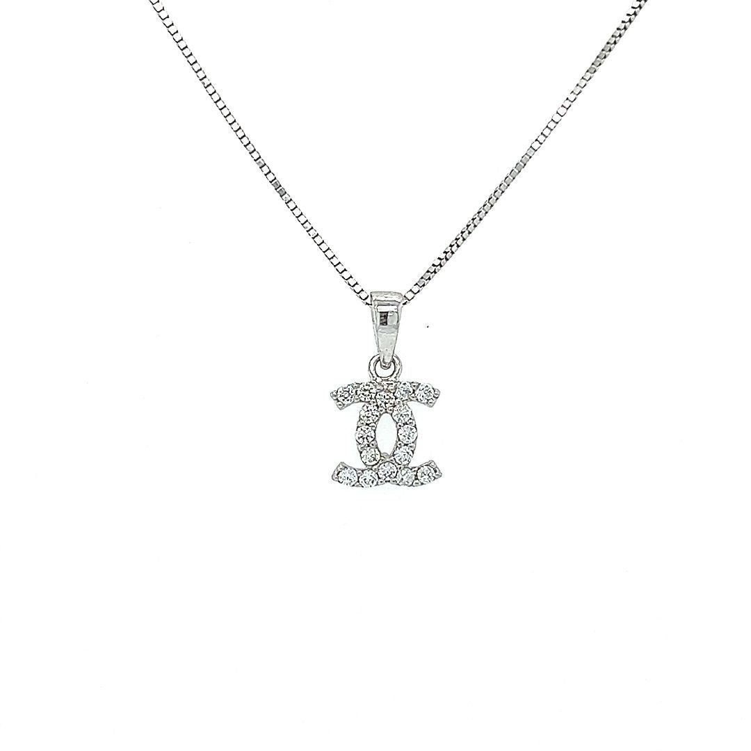 PEND.CHANEL, OR BLANC 10KT, CZ