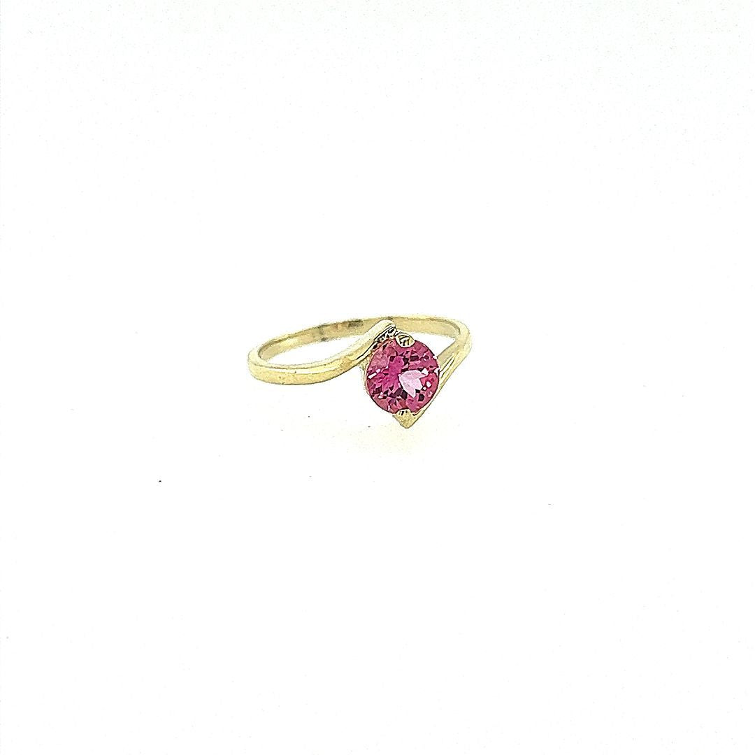 BAGUE TOPAZ ROSE ROND OR JAUNE