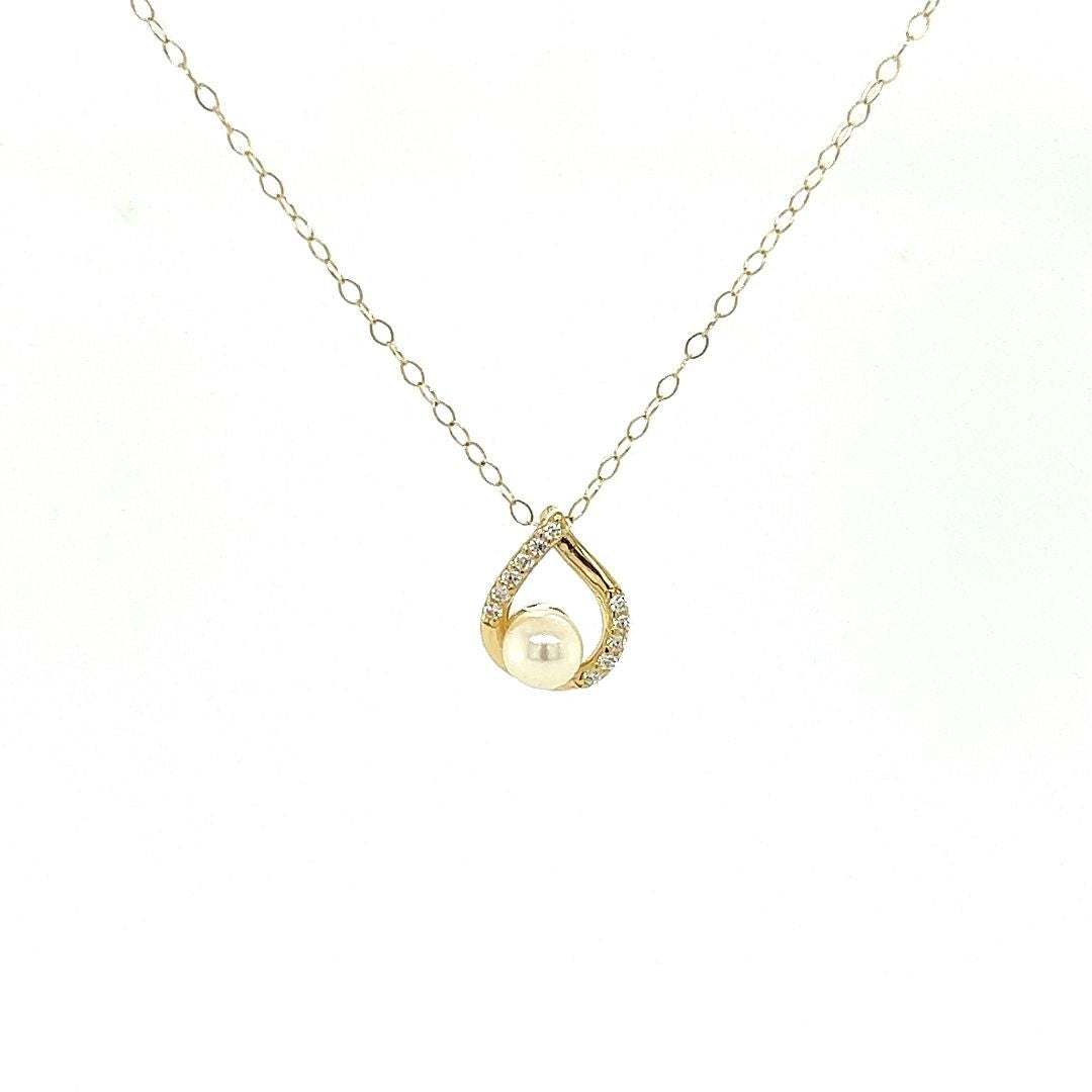 PEND.OR JAUNE 10KT PERLE 5MM, CZ