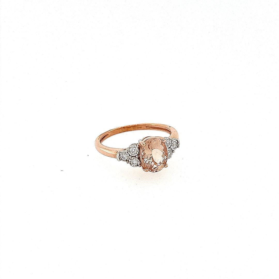 BAGUE OR ROSE, MORGANITE, DIAM.0.10CT