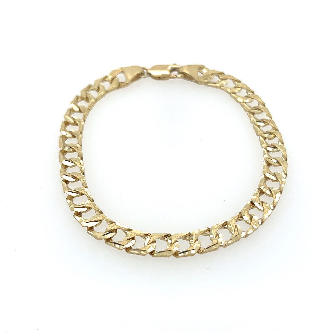 BRACELET CURB OR JAUNE, 7MM,   8.5''