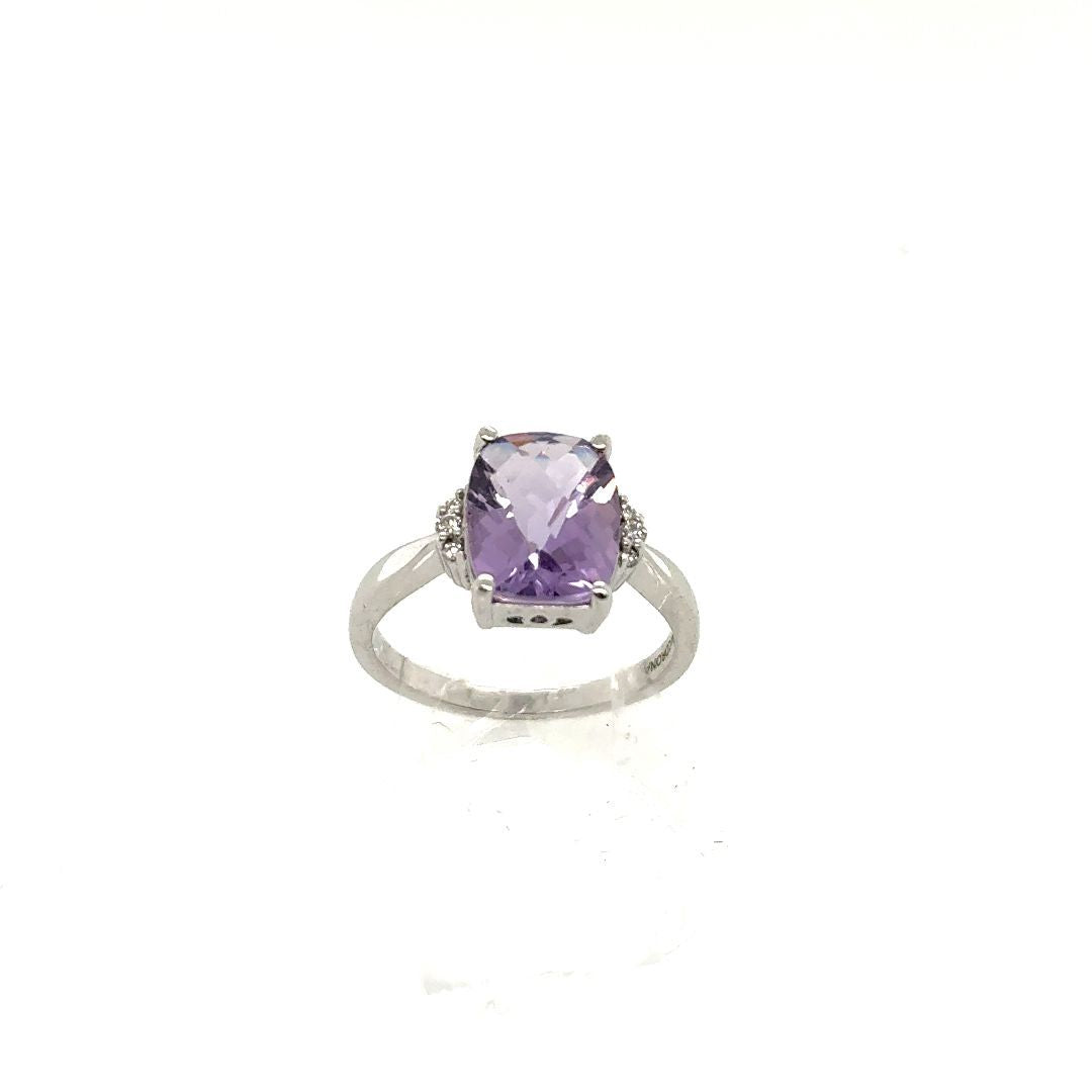 10KT DIA 0.05CT AMETHYSTE ROSE 10X8MM