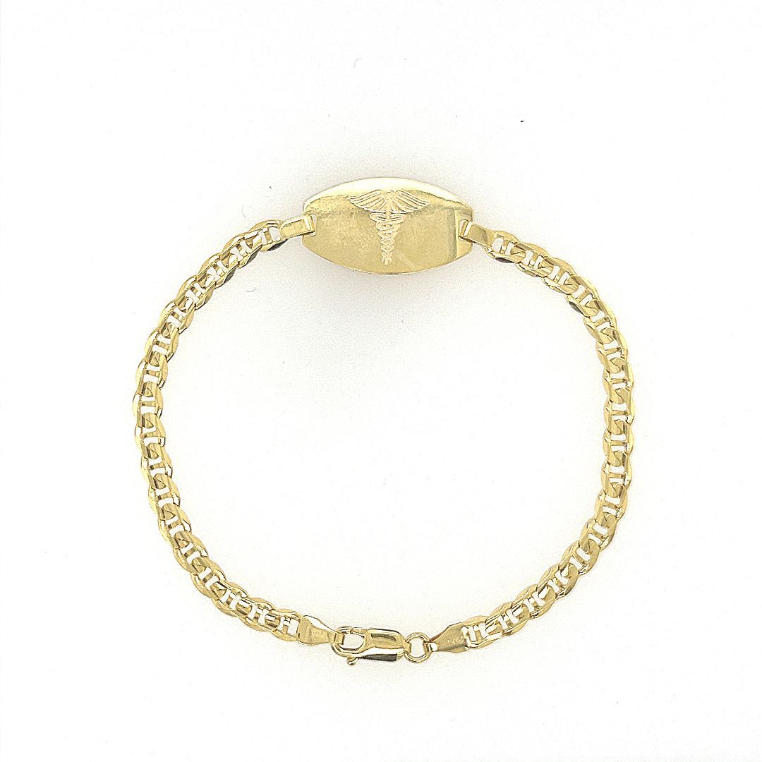 BRACELET MEDICAL OR JAUNE,  8.5''