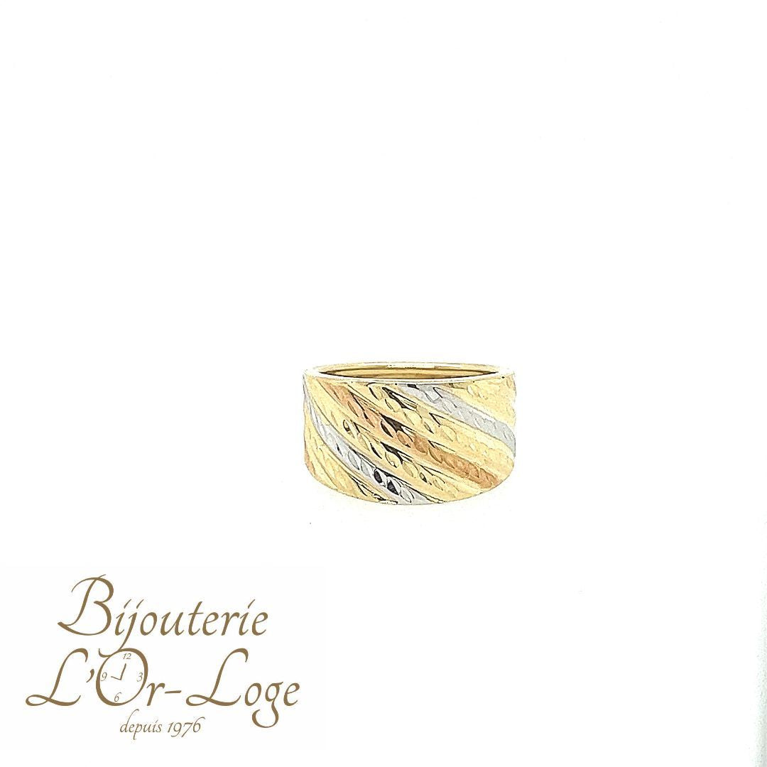 BAGUE LARGE OR 3TONS 10KT